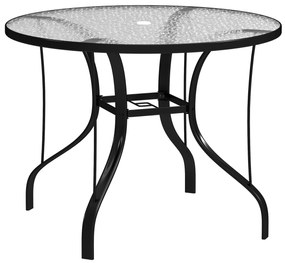 Outsunny Masă Rotundă de Grădină pentru Maxim 4 Persoane cu Gaură pentru Umbrelă, Ø96,5x71 cm, Negru | Aosom Romania