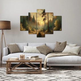 Tablou - Soare strălucind prin pădure (150x105 cm)