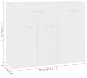 Servanta, alb, 88 x 30 x 70 cm, PAL Alb, 1