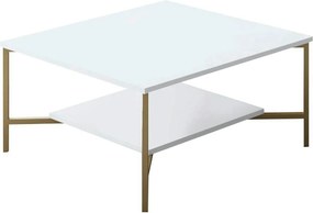 Masuta cafea Gold Line, alb/auriu, PAL, 80x80x40 cm