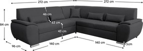 Set canapea, dreapta, material textil gri închis, AMILA ROH