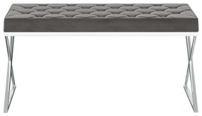 289054 vidaXL Bancă, gri, 97 cm, catifea și oțel inoxidabil