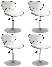 vidaXL Scaune de bucătărie, 4 buc., alb, piele ecologică