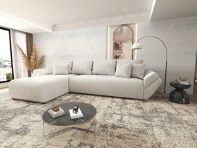 Colțar extensibil dumonde cu ladă de depozitare si sezut confortabil din spuma high-density, Berlin XL Zoom Crem 350x185 cm