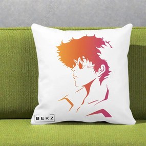 Perna Decorativa Cowboy Bebop Spike Silueta Gradient, 40x40 cm, Alba Mata, Husa Detasabila, Perna Inclusa, BEKZ®