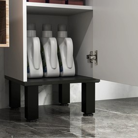 HOMCOM Dulap Înalt de Baie cu Sertar 2 Uși și Rafturi Ajustabile Mobilier Auxiliar de Baie Antirăsturnare 34x32x170 cm Alb | Aosom Romania