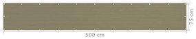 Paravan de balcon, gri taupe, 75x500 cm, HDPE Gri taupe, 75 x 500 cm