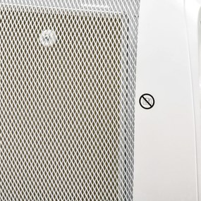 HOMCOM Radiator Electric Mică 1000W/2000W cu Termostat Reglabil, 15-20 m², 4 Roți, 79x27x54 cm, Alb | Aosom Romania