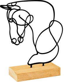 Accesoriu decorativ 565TNL1259, negru/stejar, metal/lemn, 17x8x26 cm