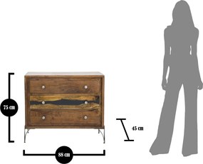 Comoda Mustang, Mauro Ferretti, 88x45x75 cm, lemn masiv de salcam, maro
