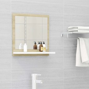 Oglinda de baie, alb stejar sonoma, 40 x 10,5 x 37 cm, PAL alb si stejar sonoma, 40 cm