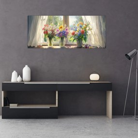 Tablou - Buchet la fereastră (120x50 cm)