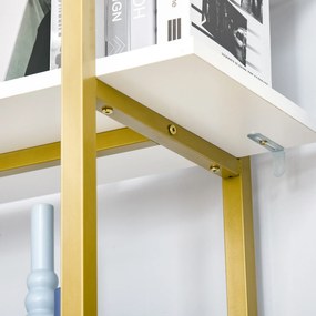 HOMCOM Raft din lemn si otel cu 4 niveluri de depozitare, elegant, auriu, cu un design multifunctional robust | AOSOM RO