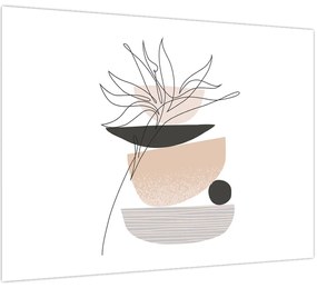 Tablou pe sticlă - Linie de artă flori N⁰1 (70x50 cm)