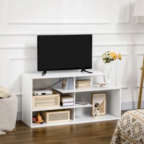 Comoda HOMCOM pentru TV de 32"-55" cu rafturi deschise din MDF pentru living si dormitor, 120x40x60cm, Alb | Aosom RO