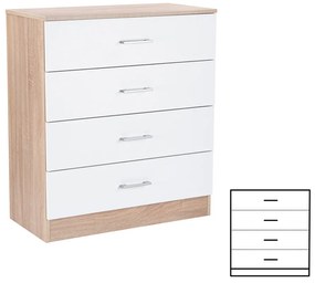 Comodă Miami cu 4 sertare 80x92 cm alb-stejar sonoma