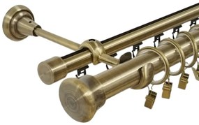 Galerie dubla Fulda, teava neteda si profil,grosime 25 si 19mm, aur antic (Alege marime: 140 cm)