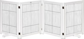 PawHut Barieră de Siguranță pentru Câini Pliabilă 264x77 cm din 4 Panouri cu Picioare și Ramă din Lemn pentru Uși Scări | Aosom Romania