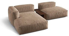 Colțar modular maro deschis cu tapițerie din catifea (cu colț pe partea stângă/cu șezlong) Martina – Micadoni