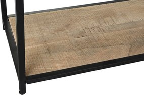 Etajeră din lemn de mango maro și metal negru, cu 4 uși și 1 raft, finisaj natural, 200 x 170 x 45 cm, „Arcole”