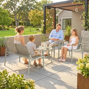 Outsunny Set Canapea de Exterior cu 2 Fotolii, Verde | Aosom Romania