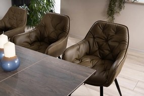 Set masa extensibila Salvadore ceramic maro/negru mat - L160-240 cm + 4 scaune tapitate cu piele Cherry olive Buffalo10