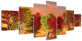 Tablou modern - copaci colora?i (210x100cm)