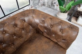 Canapea clasica stil englezesc Chesterfield 3 locuri maro antic