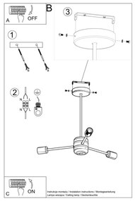 Lustră pe tijă LANGO 3xE27/60W/230V neagră Sollux SL.1021