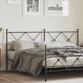 vidaXL Tăblie de pat metalică, negru, 180 cm