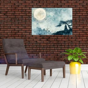Tablou - Pictură cu lună plină (90x60 cm)