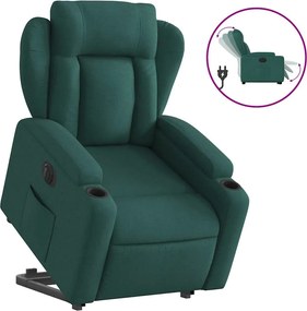 vidaXL Fotoliu electric rabatabil cu ridicare, verde închis, textil