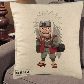 Perna Personalizata Naruto Jiraiya Sensei Chibi, 40x40 cm, Bej, Husa Detasabila, Perna Inclusa, BEKZ®