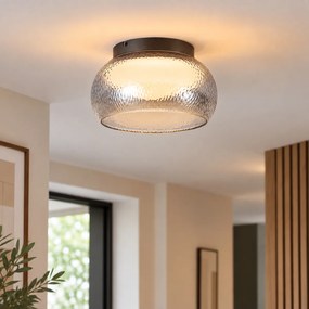 Art Deco Ceiling Lamp Gunmetal with Smoke Glass Incl. 3-Step Dimmable LED - Thimble