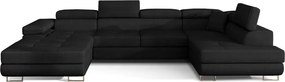 Colțar negru extensibil/cu spațiu de depozitare cu tapițerie din catifea (cu colț pe partea dreaptă/în formă de "U") Rodrigo – ELTAP