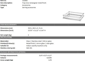 Tava design LUX Cora Rectangular, nickel 111642 HZ