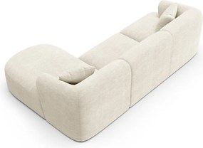 Colțar bej cu tapițerie din catifea reiată (cu colț pe partea dreaptă/cu șezlong) Campi – Cosmopolitan Design