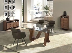 Comoda inalta design LUX cu sertare Walnut Veneer