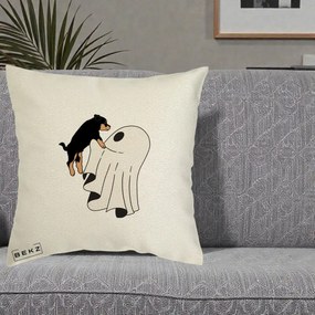 Perna Decorativa Caine Rottweiler Fantoma Halloween, 40x40 cm, Ecru, Husa Detasabila, Perna Inclusa, BEKZ®