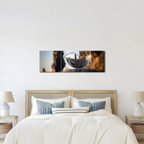 Tablou cu lupa și peisaj (cu ceas) (90x30 cm)