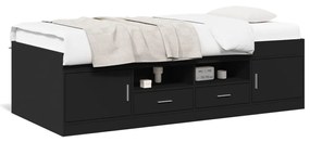 3280259 vidaXL Pat de zi cu sertare fără saltea, negru, 75x190 cm