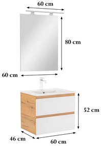 Mobilier complet de baie Vario Forte 60 stejar-alb