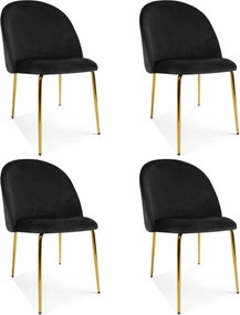 Scaun de dining INCA VELVET cu picioare aurii, negru