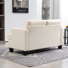 HOMCOM Canapé 2 locuri 120 cm cu perne de spătar detașabile, catifea pentru sufragerie, dormitor, birou, bej | Aosom Romania