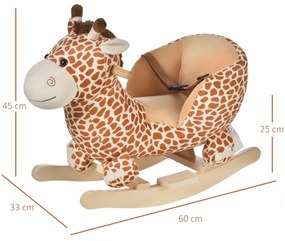 HOMCOM Balansoar din Lemn pentru Copii, Formă de Girafă, Jucărie Educativă, 60x33x45 cm | Aosom Romania