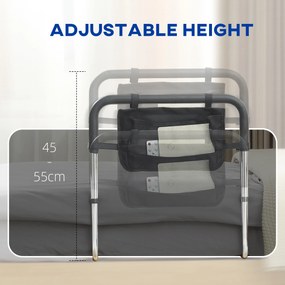 Maner pentru pat cu latime si inaltime reglabile, suport pentru pat din otel cu maner moale 87 x 51,5cm argintiu HOMCOM | Aosom RO
