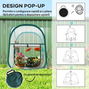 Outsunny Seră Mică Portabilă cu Design Pop-up și Geantă de Depozitare, 70x70x80 cm, Transparent | Aosom Romania