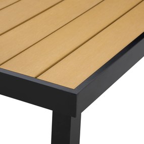 Masa de gradina Outsunny pentru 8 Persoane din Aluminiu, din Plastic pentru Terasa si Balcon, Negru si Culoare Lemn | Aosom RO