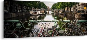 Tablou cu bicicleta în oraș (120x50 cm)