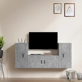 3188538 vidaXL Set dulapuri TV, 3 piese, gri beton, lemn prelucrat